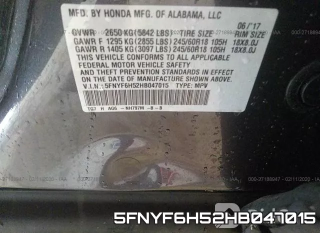 5FNYF6H52HB047015 фото 10