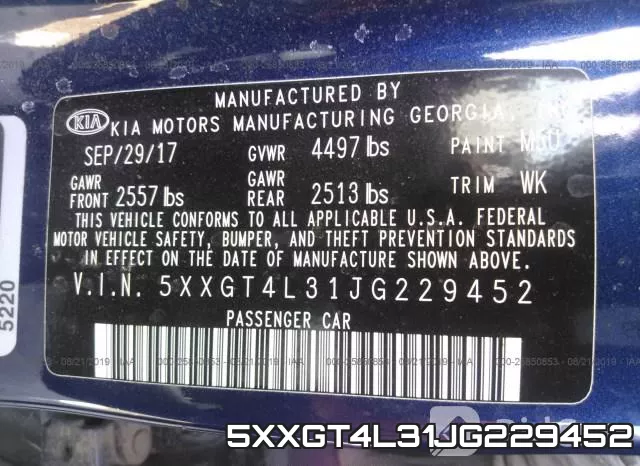 5XXGT4L31JG229452 фото 10