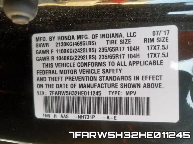 7FARW5H32HE011245 фото 2