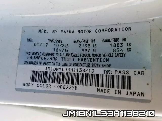 JM1BN1L33H1138210 фото 2