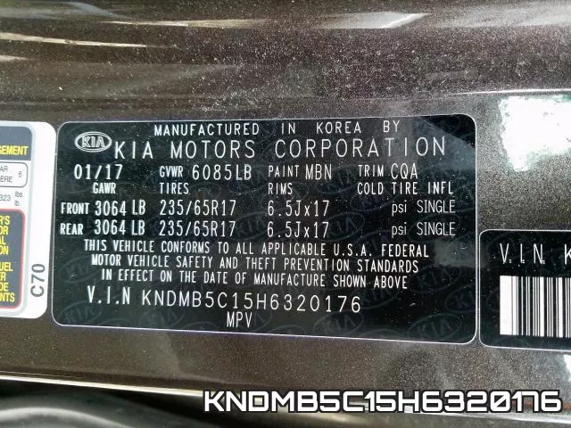 KNDMB5C15H6320176 фото 2