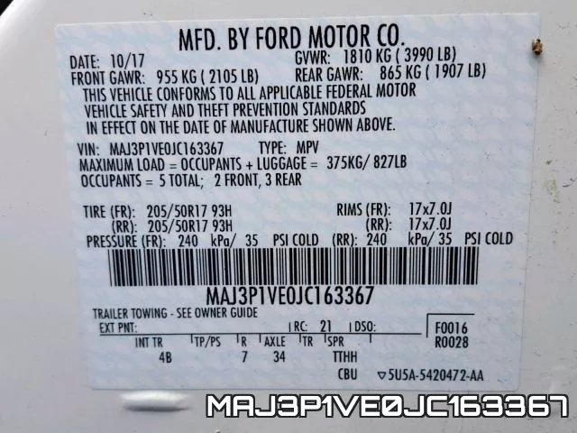 MAJ3P1VE0JC163367 фото 2
