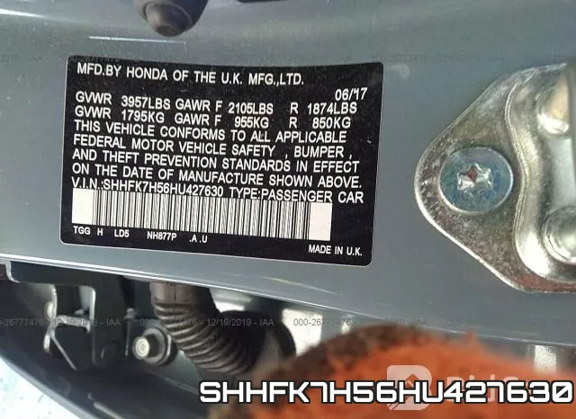 SHHFK7H56HU427630 фото 10