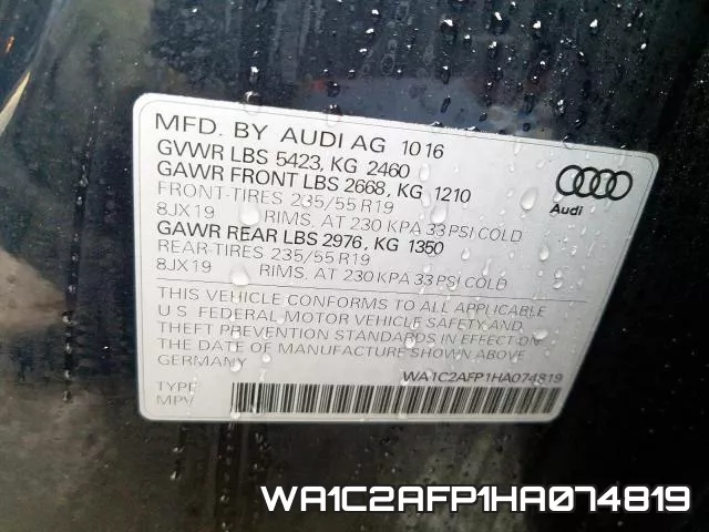 WA1C2AFP1HA074819 фото 2