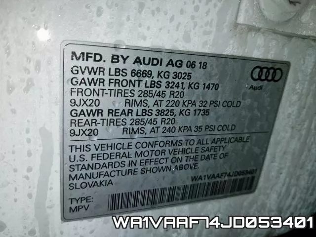 WA1VAAF74JD053401 фото 2