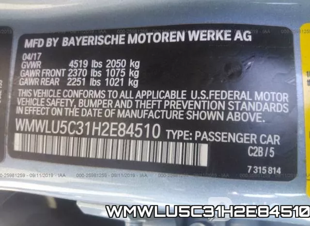 WMWLU5C31H2E84510 фото 10