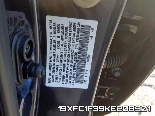 19XFC1F39KE208901 фото 2