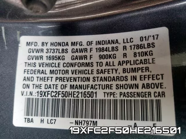 19XFC2F50HE216501 фото 2
