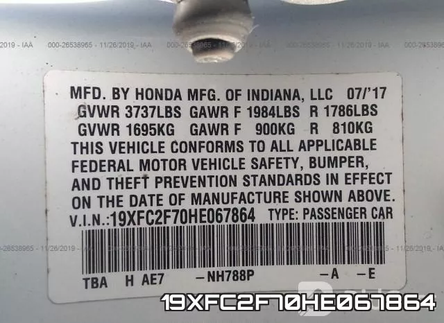 19XFC2F70HE067864 фото 10