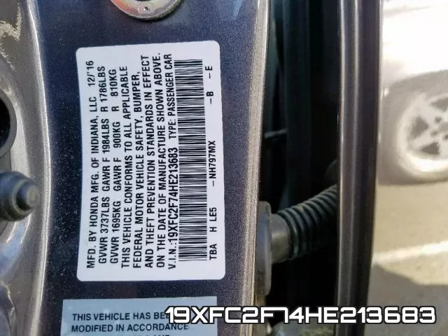 19XFC2F74HE213683 фото 2