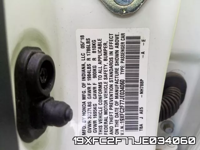 19XFC2F77JE034060 фото 2