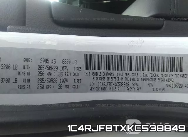 1C4RJFBTXKC538849 фото 10