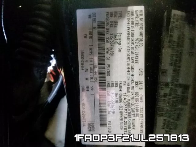 1FADP3F21JL257813 фото 2