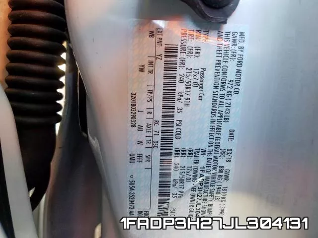 1FADP3H27JL304131 фото 2