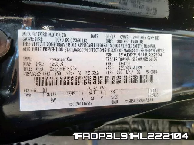 1FADP3L91HL222104 фото 2