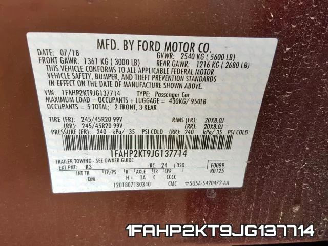 1FAHP2KT9JG137714 фото 2