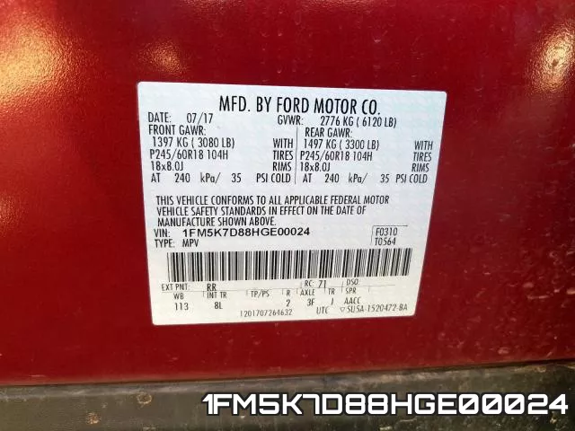1FM5K7D88HGE00024 фото 2