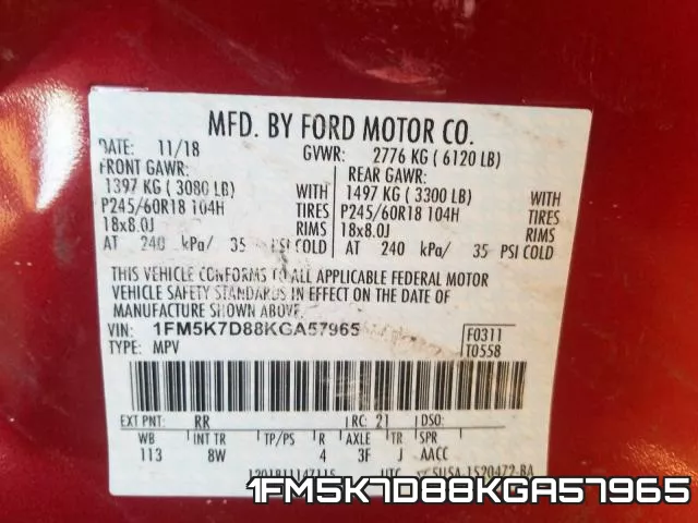 1FM5K7D88KGA57965 фото 2