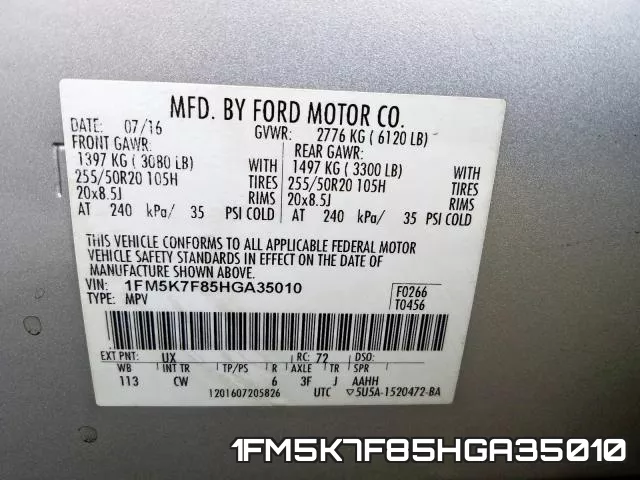 1FM5K7F85HGA35010 фото 2
