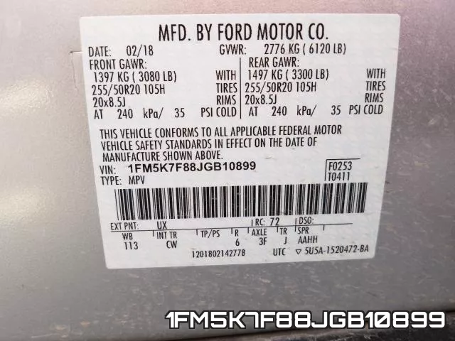 1FM5K7F88JGB10899 фото 2