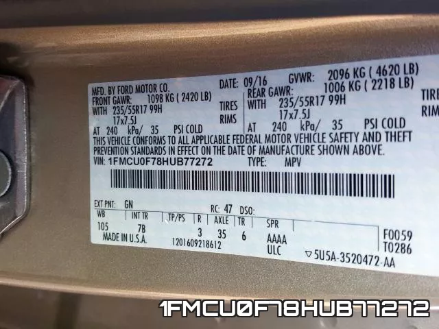 1FMCU0F78HUB77272 фото 2