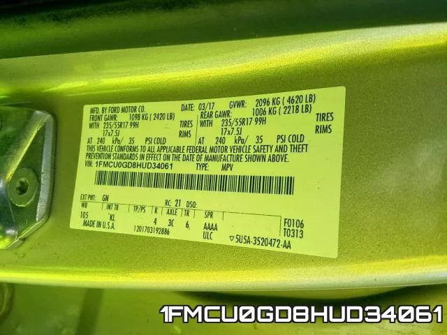 1FMCU0GD8HUD34061 фото 2