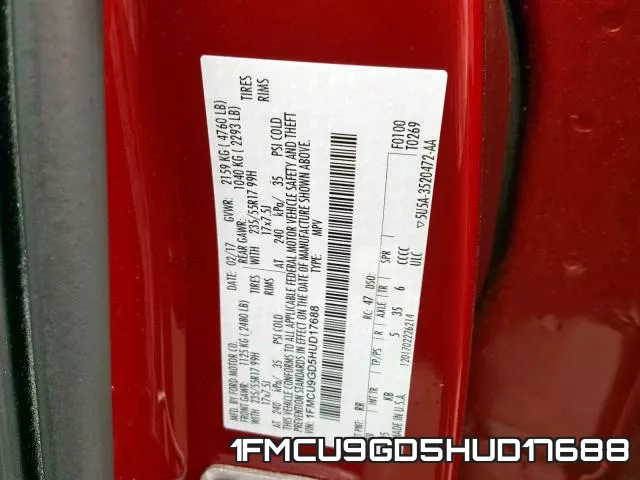 1FMCU9GD5HUD17688 фото 2