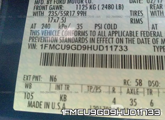 1FMCU9GD9HUD11733 фото 10