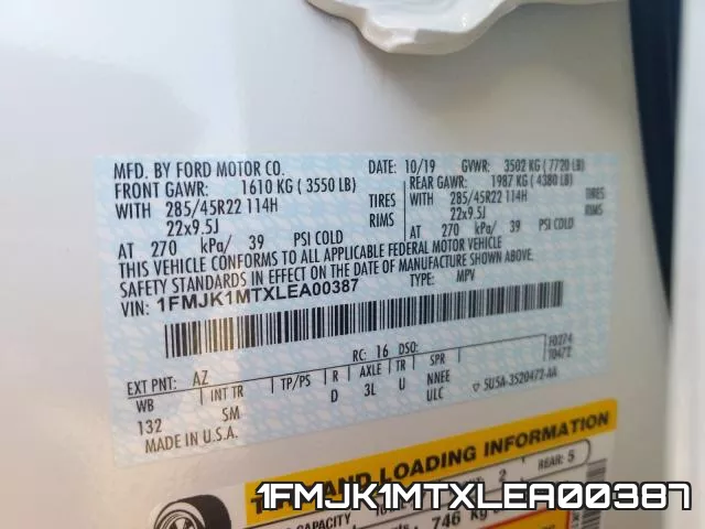 1FMJK1MTXLEA00387 фото 2