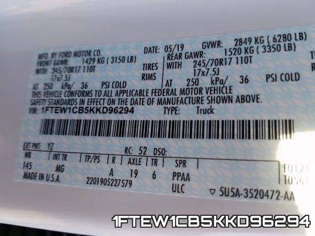 1FTEW1CB5KKD96294 фото 2