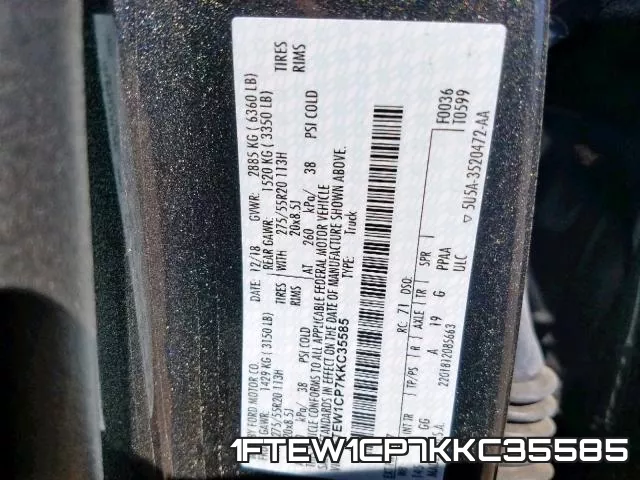 1FTEW1CP7KKC35585 фото 2