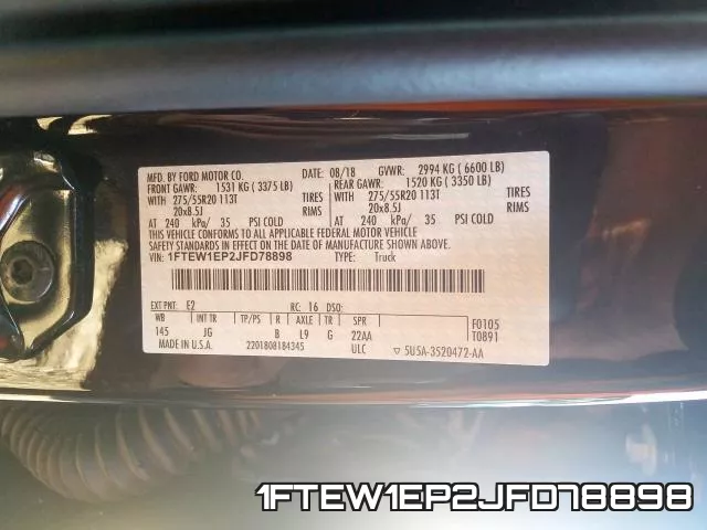 1FTEW1EP2JFD78898 фото 2