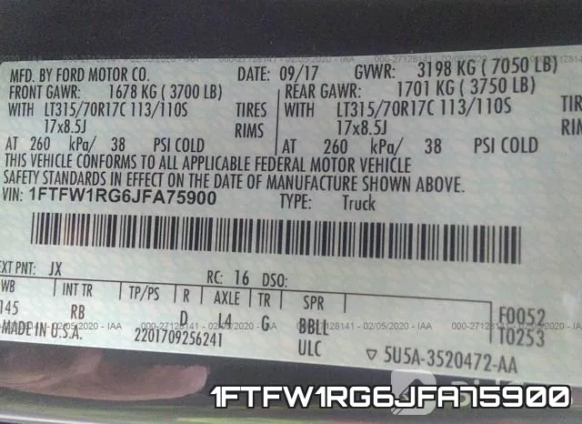 1FTFW1RG6JFA75900 фото 10