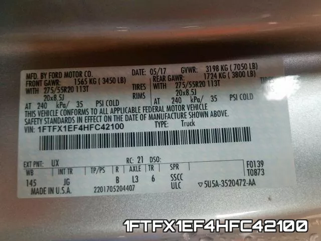 1FTFX1EF4HFC42100 фото 2