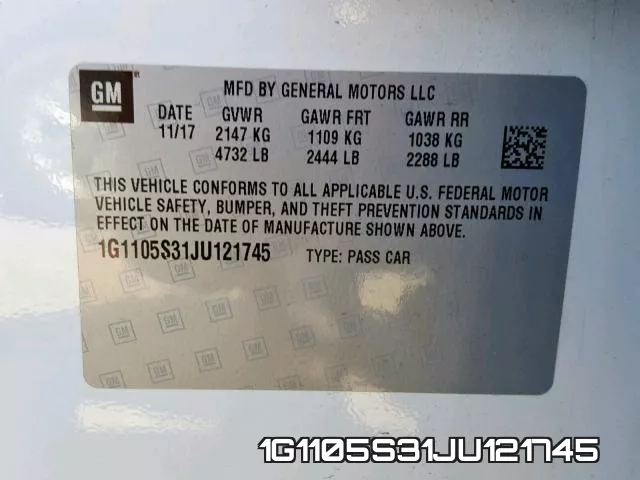 1G1105S31JU121745 фото 2