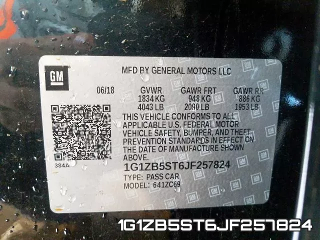 1G1ZB5ST6JF257824 фото 2