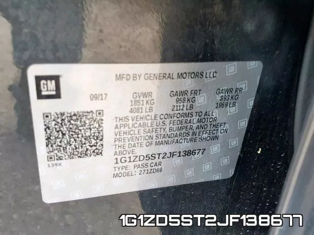 1G1ZD5ST2JF138677 фото 2