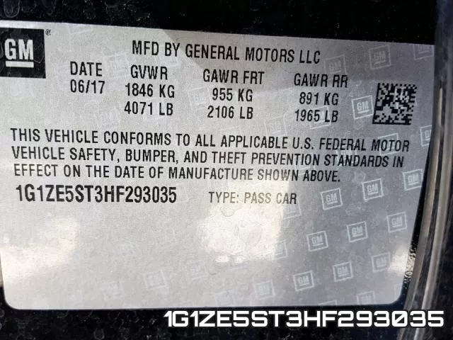 1G1ZE5ST3HF293035 фото 2
