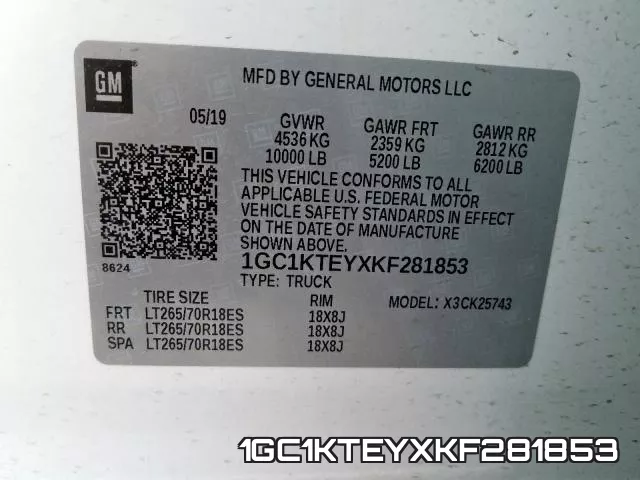 1GC1KTEYXKF281853 фото 2