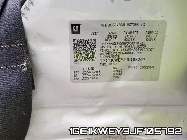 1GC1KWEY3JF105792 фото 2