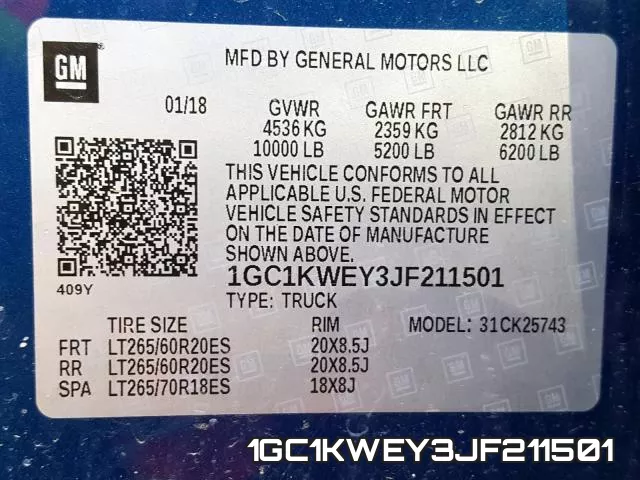 1GC1KWEY3JF211501 фото 2