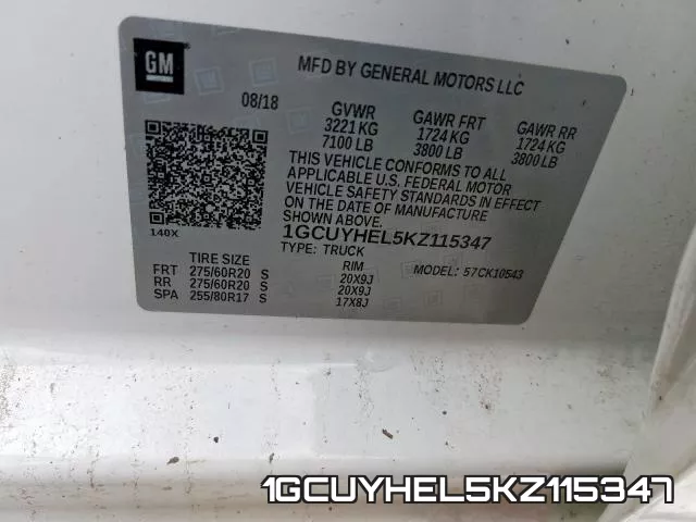 1GCUYHEL5KZ115347 фото 2
