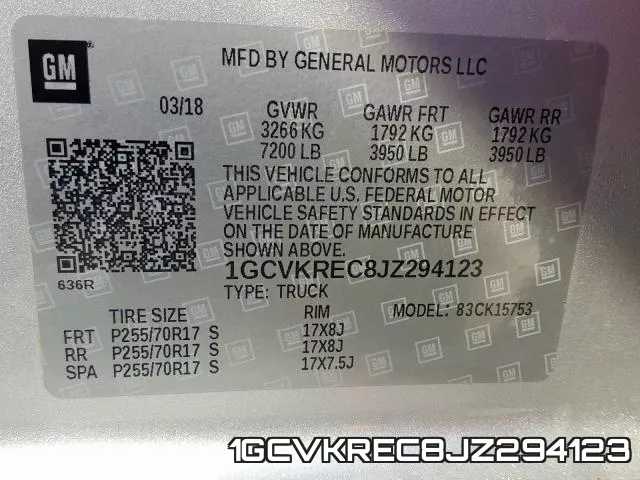 1GCVKREC8JZ294123 фото 2