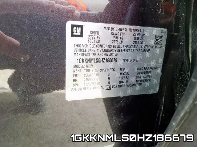 1GKKNMLS0HZ186679 фото 2