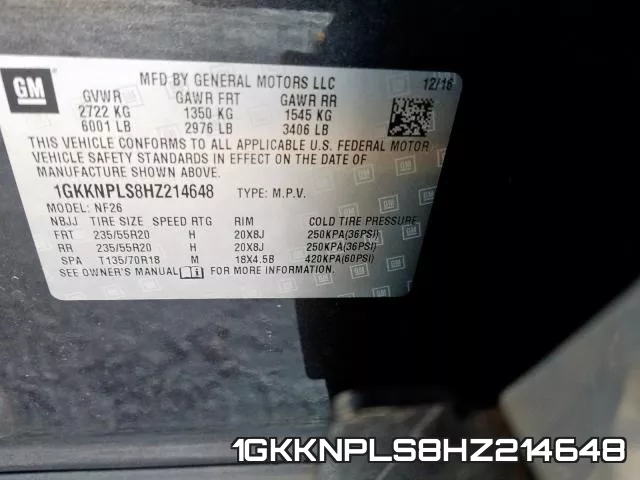 1GKKNPLS8HZ214648 фото 2