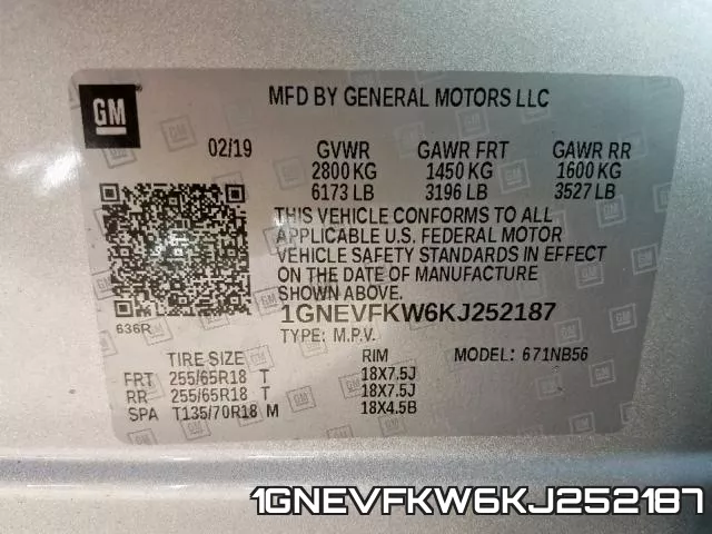 1GNEVFKW6KJ252187 фото 2