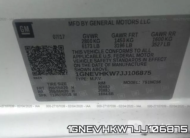 1GNEVHKW7JJ106875 фото 10