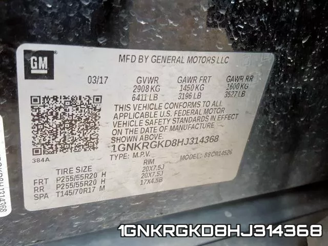 1GNKRGKD8HJ314368 фото 2