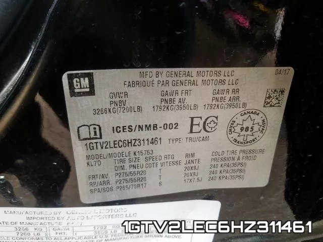 1GTV2LEC6HZ311461 фото 2