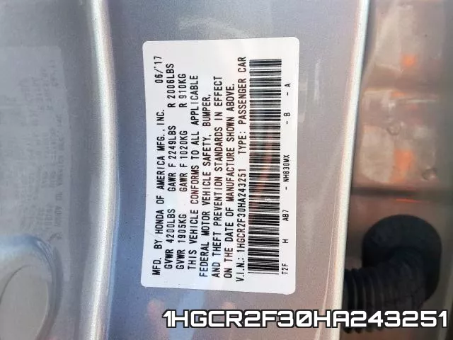 1HGCR2F30HA243251 фото 2